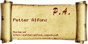Petter Alfonz névjegykártya